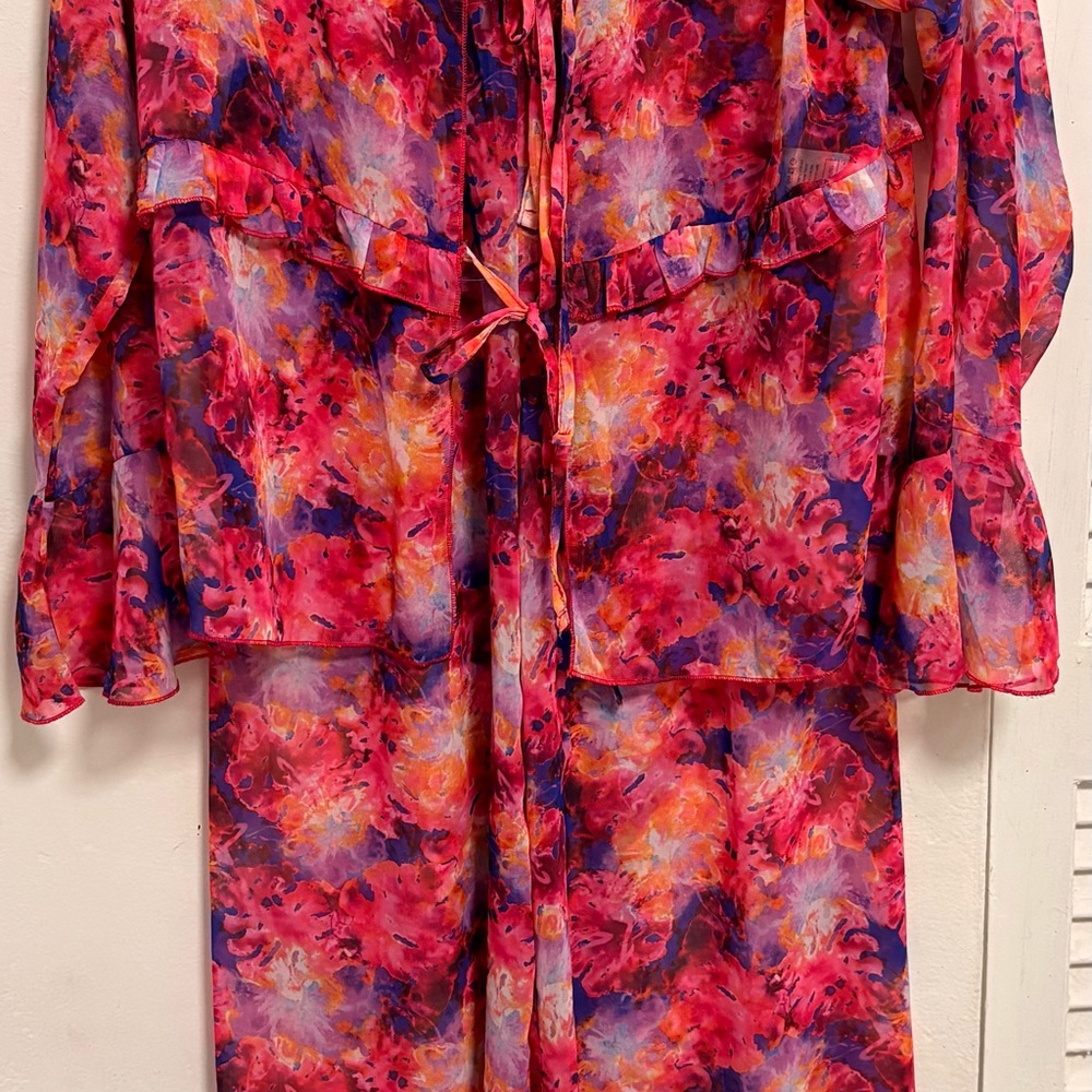 Arcobaleno Tie Dye Resort Set Pink Orange Beach Vacation 2 Piece SZ S/M Luxury - Picture 4 of 8